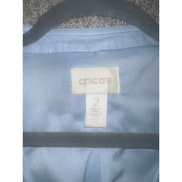 Chico's Moto Jacket Faux Leather Suede Trim blue Size 2 boho - Picture 3 of 7